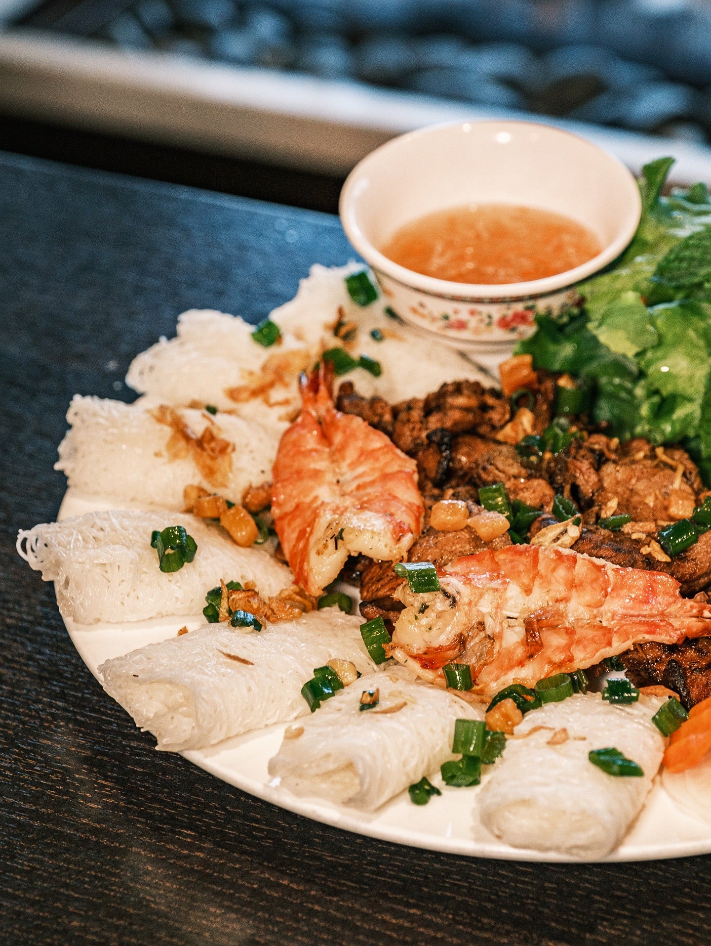 204. Grilled Shrimp &amp; Pork with Woven Vermicelli